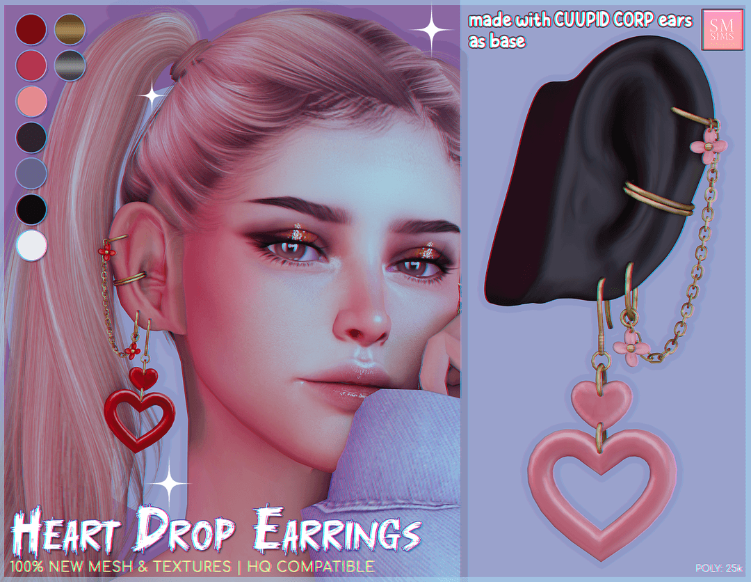 Скриншот мода Серьги Heart Drop Earrings